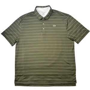 Good Good Golf Polo Mens XL Olive Green Striped Performance Short Sleeve Shirt